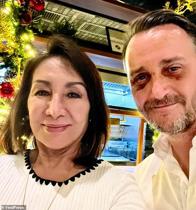 Jason is pictured with local governor Gwendolyn Garcia who condemned the attackers